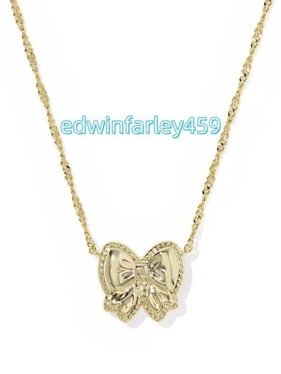 Haley Bow Gold Short Pendant Necklace - Picture 2 of 4